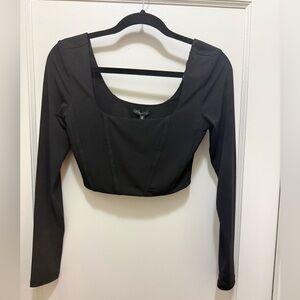 Dynamite Black Corset Long Sleeve Crop Top